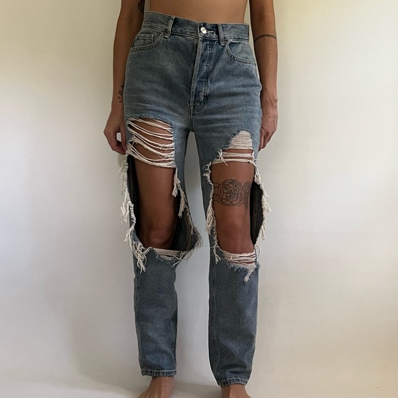 PacSun Denim - PacSun Ultra High Rise Slim Destroyed Denim Jeans